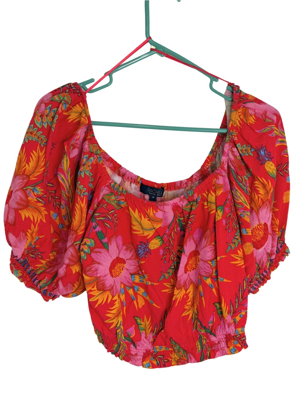 3/$20 RACHEL Rachel Roy Red Floral Off-Shoulder Crop Top Size Medium